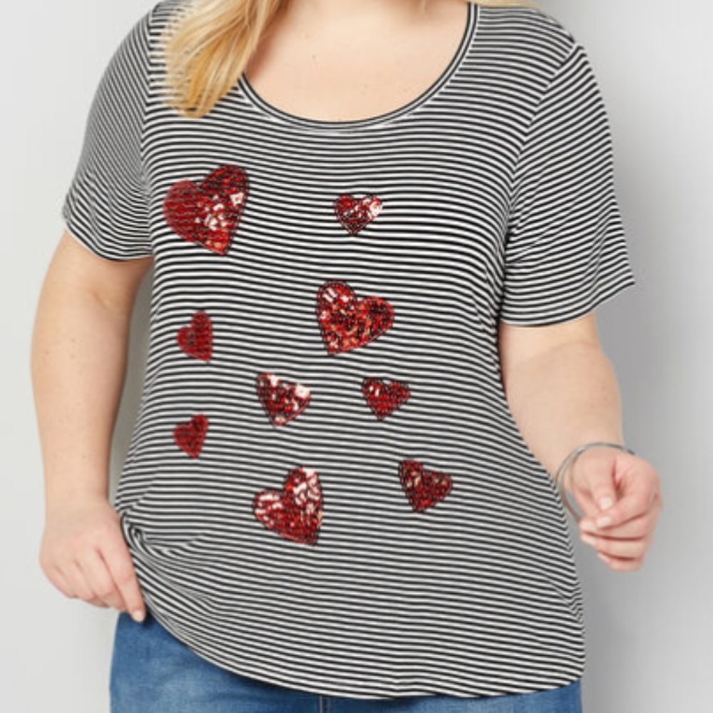 Black and White Stripes with Red Hearts
